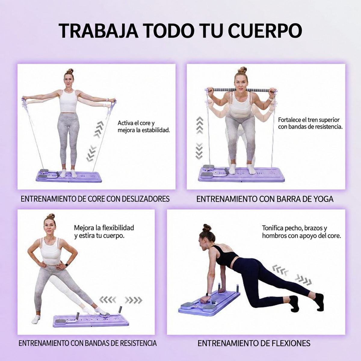 Tabla de Pilates Plegable Premium – Entrenador Todo en Uno para Todo el Cuerpo