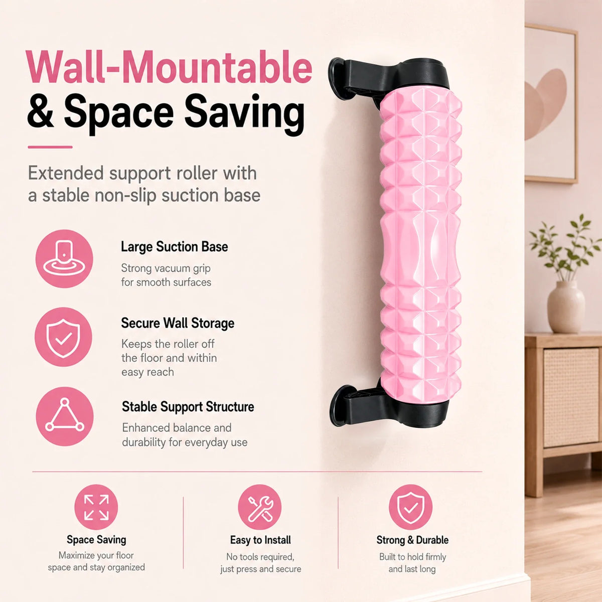 FlexiHome Rodillo de Espuma para Tejido Profundo con Ventosa